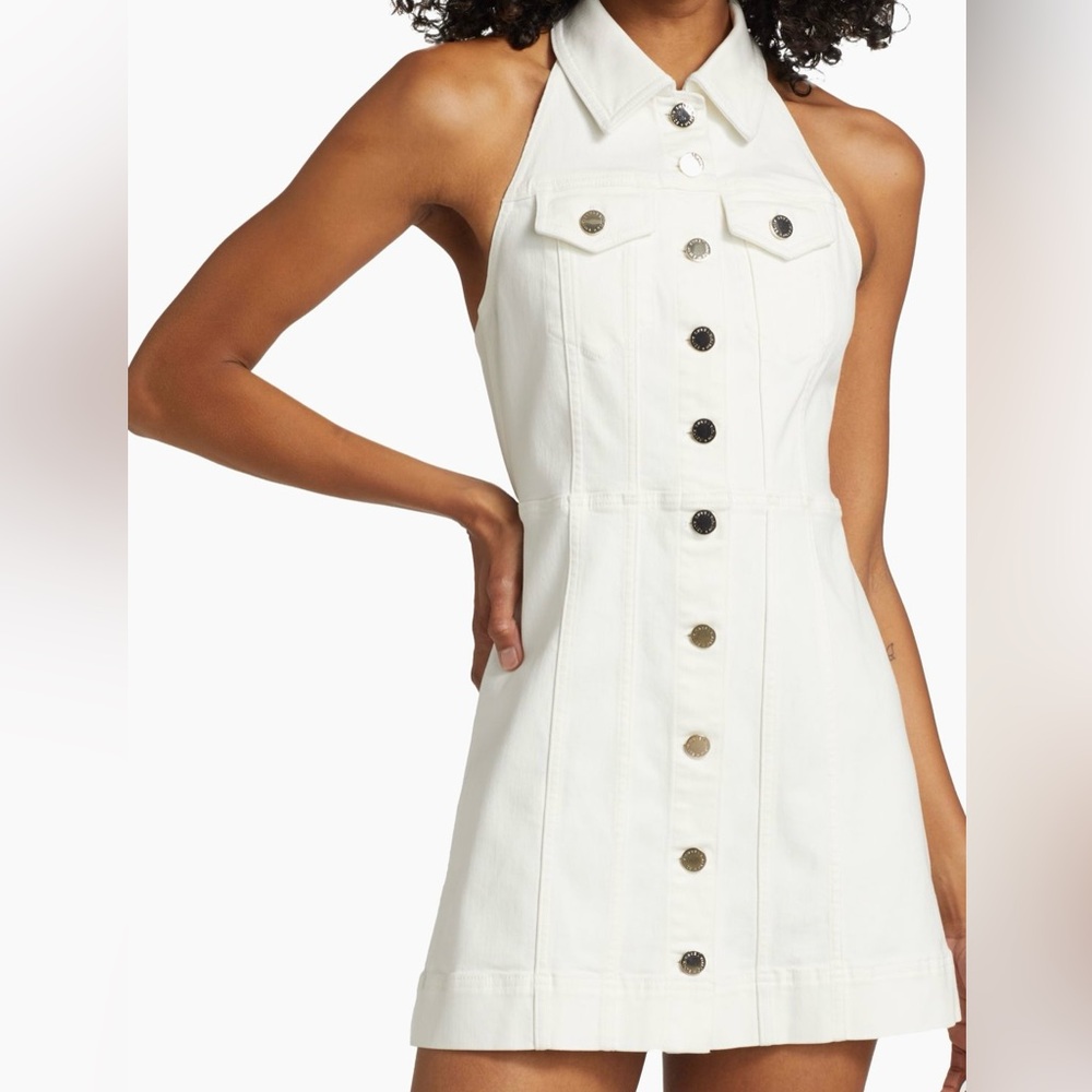 NWT Alice + Olivia Kendall Denim Halter Minidresss